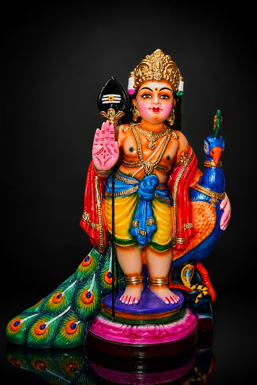 Mayil Murugar — hand-painted Golu doll
